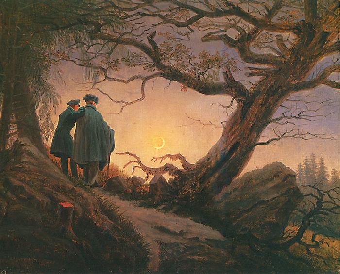 Caspar David Friedrich Zwei Manner in Betrachtung des Mondes